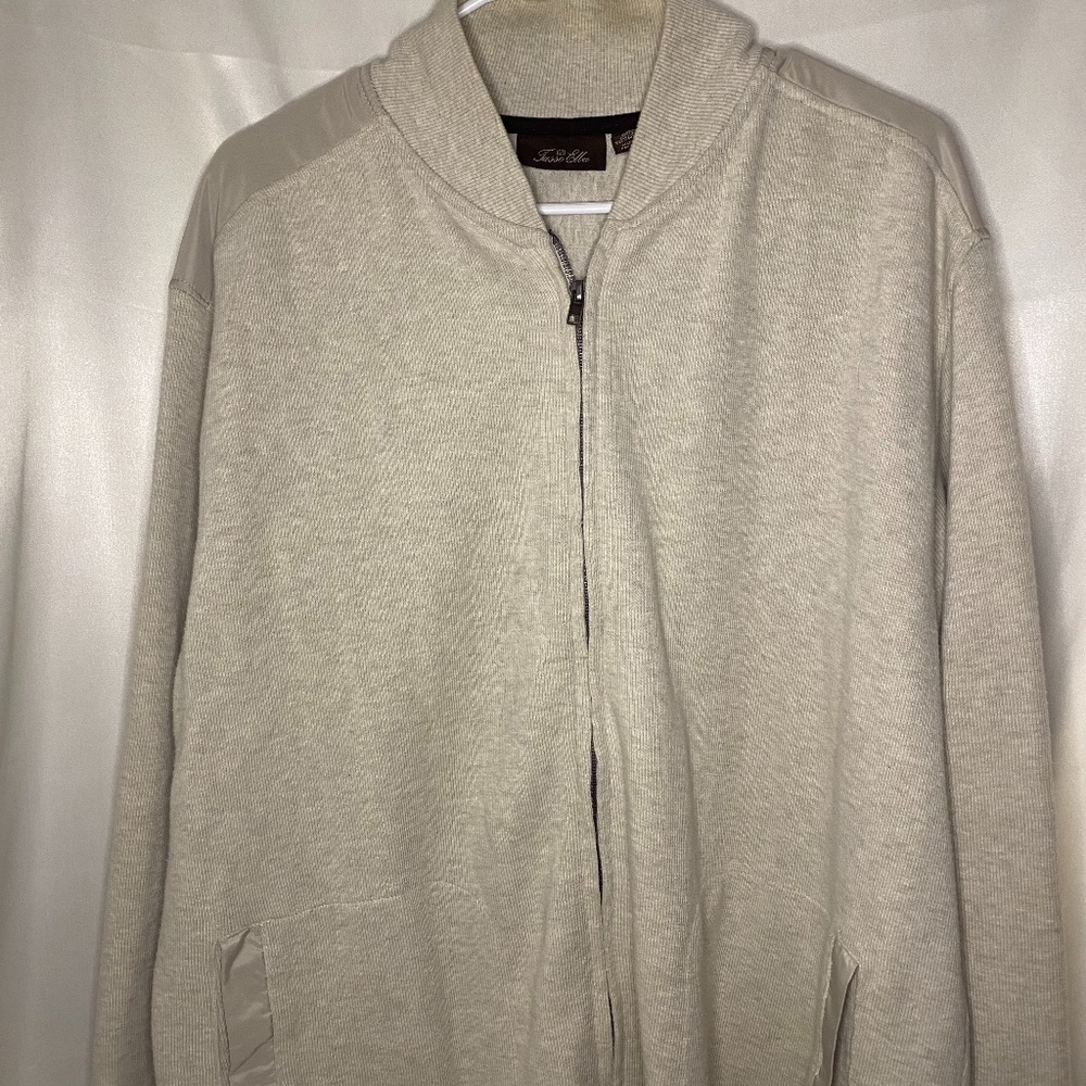 Tasso Elba Beige Zip Up Sweater Size XL